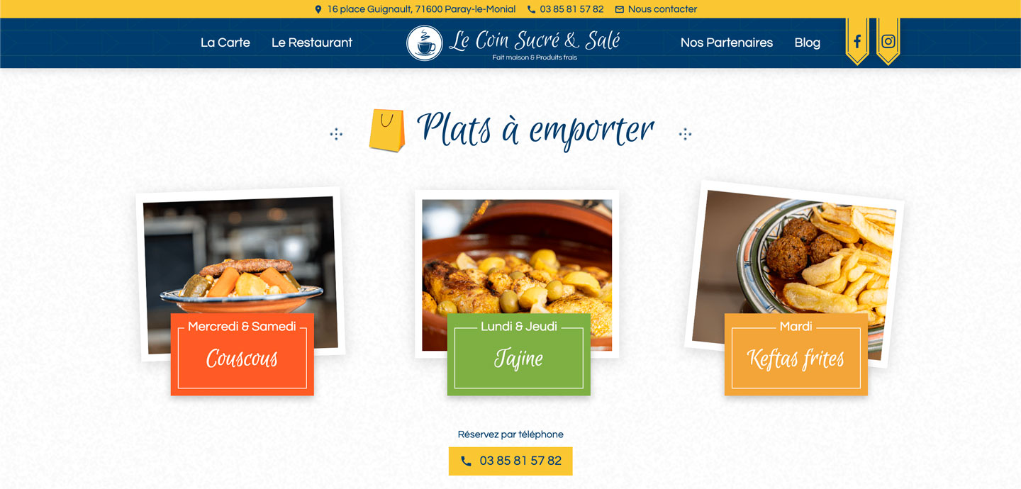 Screenshot du site 'Le Coin Sucré & Salé'
