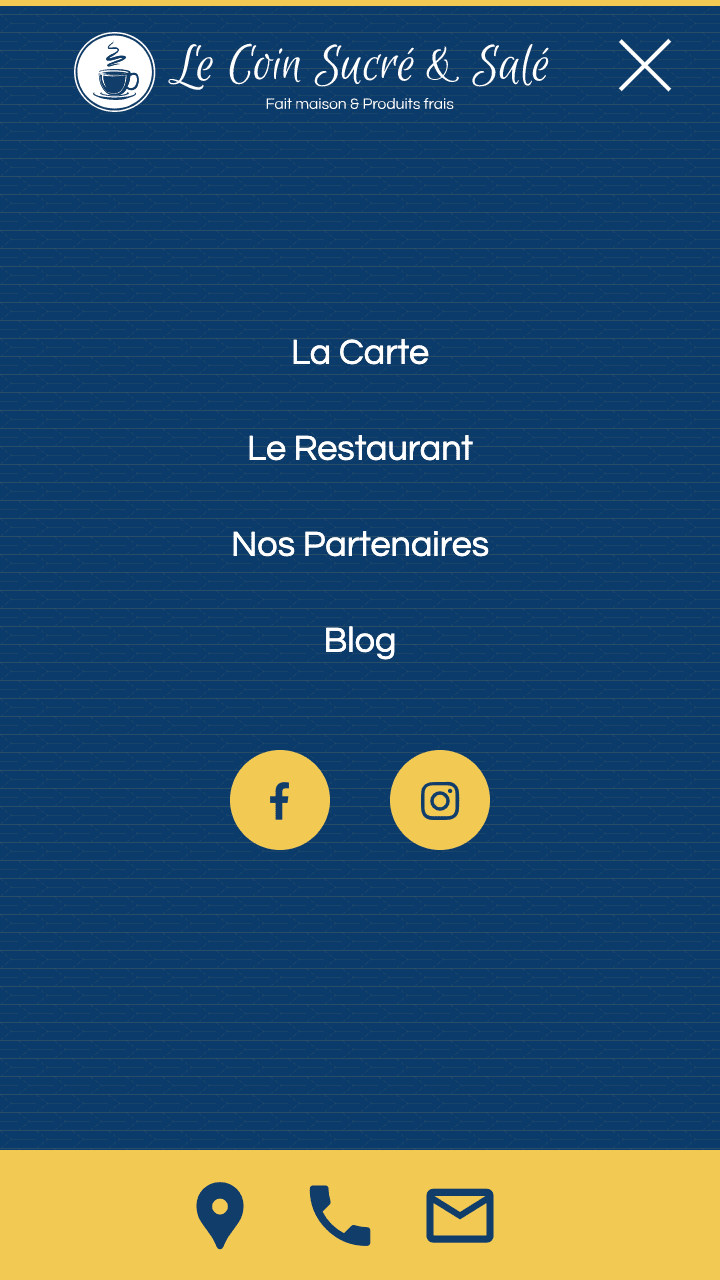 Screenshot du site 'Le Coin Sucré & Salé' sur mobile